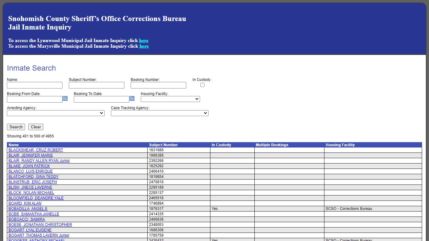 Inmate Search - Snohomish County, Washington - Jail Register
