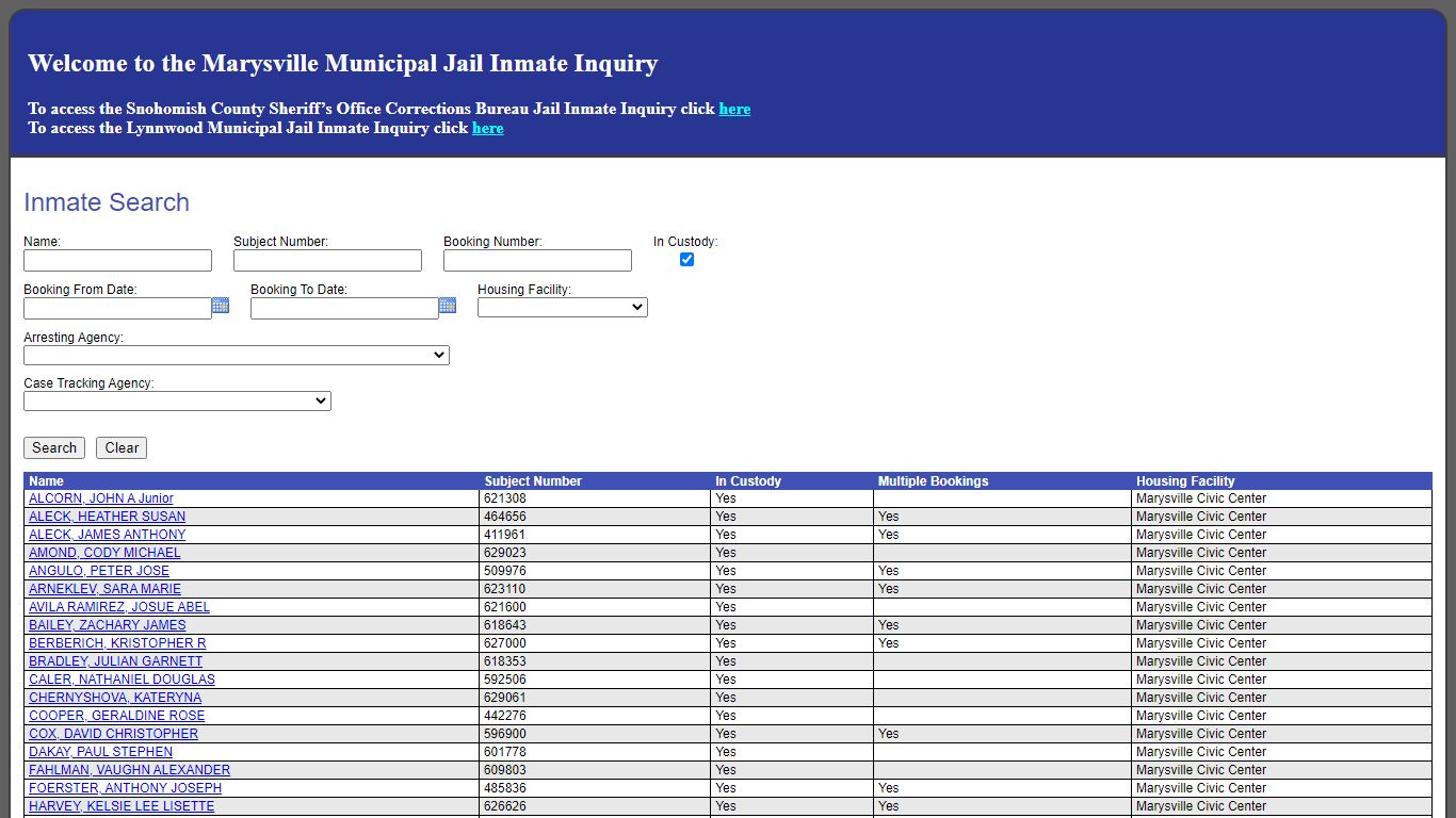 Inmate Search - SNO911