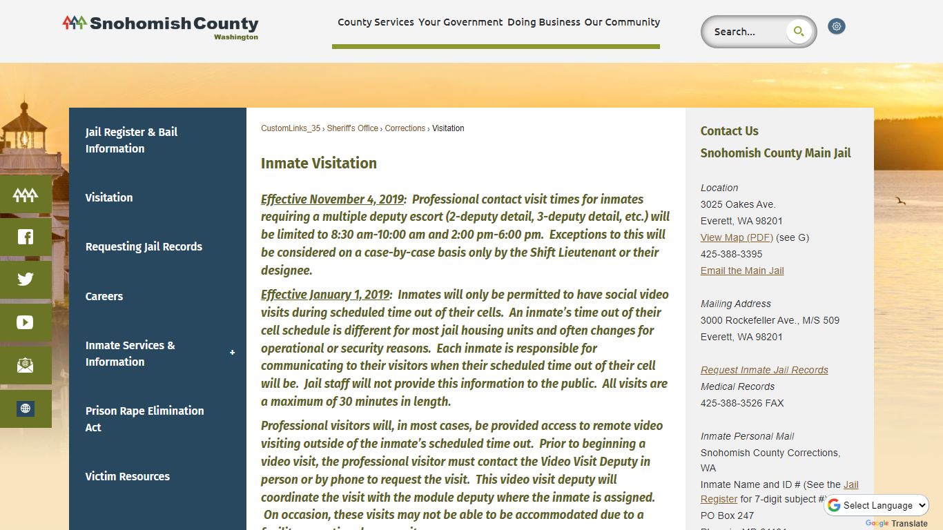 Inmate Visitation | Snohomish County, WA - Official Website